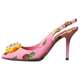 Dolce & Gabbana-Escarpins à bride arrière ananas rose - taille EU 37.5-Rose