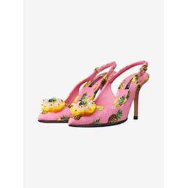 Dolce & Gabbana-Pink pineapple slingback pumps - size EU 37.5-Pink