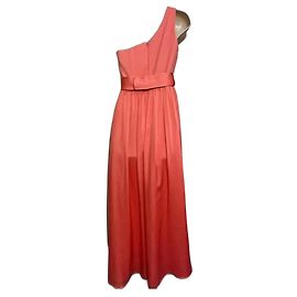 Vera Wang One shouldered evening dress is salmon pink Coral