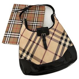 Bolsa Brook vintage xadrez Burberry Marrom Preto Bege