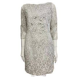 Diane Von Furstenberg DvF Zarita Tüll-Spitzenkleid Weiß Grau