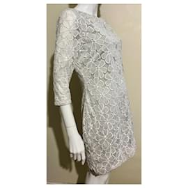 Diane Von Furstenberg-DvF Zarita tulle lace dress-White,Grey
