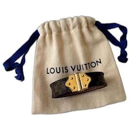 Louis Vuitton-Pulsera nano con monograma de Louis Vuitton-Castaño,Marrón claro,Marrón oscuro,Gold hardware
