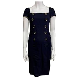 Diane Von Furstenberg-DvF Marlze navy dress in a military style-Navy blue