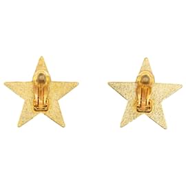 Chanel-Chanel Gold Enamel CC Star Clip-On Earrings-Golden