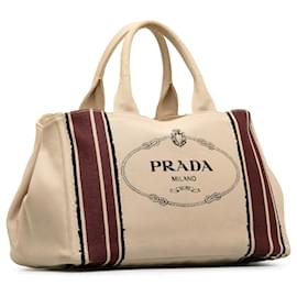 Prada-Prada Brown Canapa-Logo-Tasche-Braun,Beige