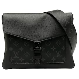 Louis Vuitton-Louis Vuitton Black Taigarama Outdoor Flap Messenger-Black