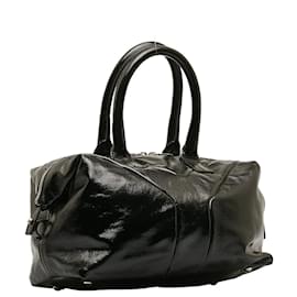 Yves Saint Laurent-Patent Leather Easy Y Handbag 208315-Black