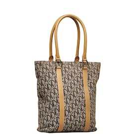 Dior-Schräge Leinwand Tote Bag-Braun