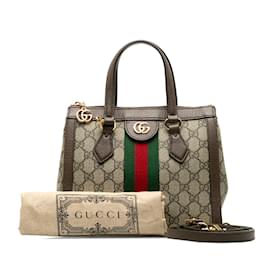 Gucci-Bolsa pequena GG Supreme Ophidia 547551-Bege