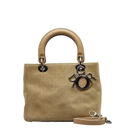 Dior-Medium Cannage Suede Lady Dior Bag-Brown