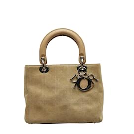 Dior-Medium Cannage Suede Lady Dior Bag-Brown