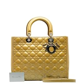 Dior-Bolsa grande Cannage Patent Lady Dior-Amarelo