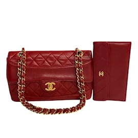 Chanel-Gesteppte CC-Tasche mit Überschlag-Rot
