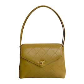 Chanel-Quilted CC Shoulder Bag-Brown