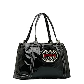 Gucci-Dialux Britt Patent Tote Bag 162094-Black