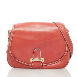 Céline-Leather Crossbody Bag-Red
