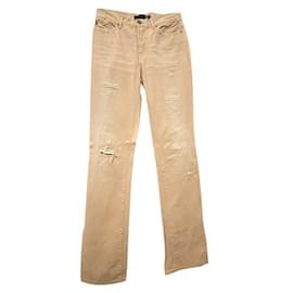 Roberto Cavalli-ROBERTO CAVALLI sand-colored cotton jeans trousers-Sand