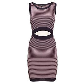 Neues hellviolett gestreiftes Cut-out-Kleid von GUESS Lavendel