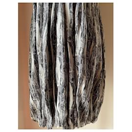 Autre Marque-Magnifique robe LORNA BOSE en soie 100%, motif gris-blanc-noir-Gris