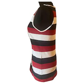 Dolce & Gabbana-DOLCE & GABBANA white cotton top with red and black stripes-White