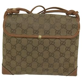 Gucci-GUCCI GG Canvas Shoulder Bag Beige Auth ai697-Beige