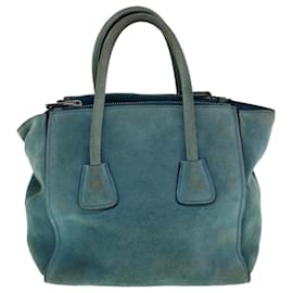 Prada-PRADA Hand Bag Suede Blue Auth bs11409-Blue
