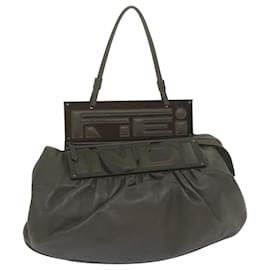 Fendi-FENDI Shoulder Bag Leather Brown Auth bs11438-Brown