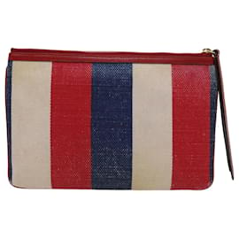 Gucci-GUCCI Clutch Bag Canvas Blue White Red 524788 Auth bs11302-White,Red,Blue