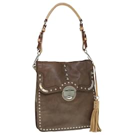 Prada-PRADA Shoulder Bag Leather Brown Auth bs11385-Brown