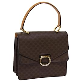 Céline-CELINE Macadam Canvas Hand Bag PVC Leather Brown Auth 63307-Brown