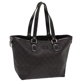 Gucci-GUCCI GG Supreme Tote Bag PVC Leather Dark Brown 189896 auth 63687-Dark brown