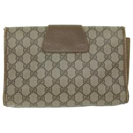 Gucci-GUCCI GG Canvas Web Sherry Line Clutch Bag PVC Beige Green Red Auth 64005-Red,Beige,Green