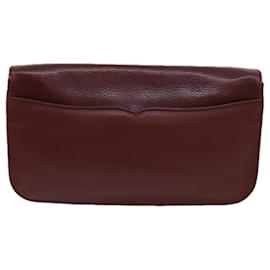 Cartier-CARTIER Clutch Bag Leather Wine Red Auth ar11246-Other