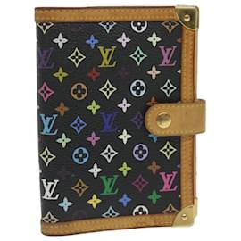 Louis Vuitton-LOUIS VUITTON Multicolor Agenda PM Day Planner Cover Black R21076 LV Auth 63288-Black