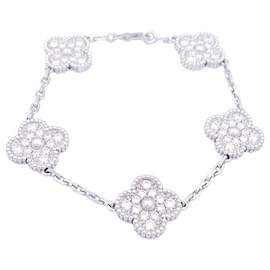 Autre Marque-Bracelet Van Cleef & Arpels, "Vintage Alhambra", or blanc, diamants.-Autre