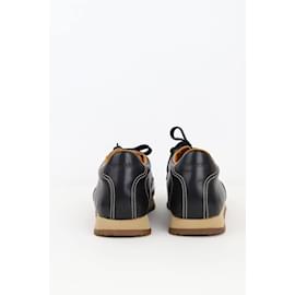Hermès-Leather Low-Top Sneakers-Black