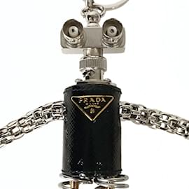 Prada-Prada Prada Robot key ring charm in Saffiano-Black