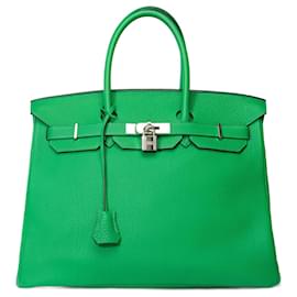Hermès-HERMES BIRKIN Tasche 35 aus grünem Leder - 101702-Grün