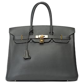 Hermès-Sac HERMES Birkin 35 en Cuir Gris - 101703-Gris