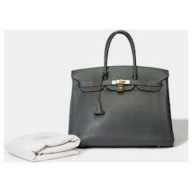 Hermès-Sac HERMES Birkin 35 en Cuir Gris - 101703-Gris