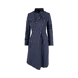 Moschino-Moschino lined Breasted Coat with Panel-Blue,Navy blue