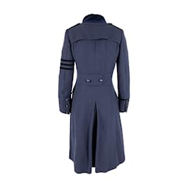 Moschino-Moschino lined Breasted Coat with Panel-Blue,Navy blue