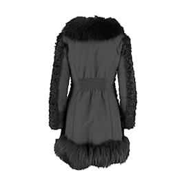 Moschino-Abrigo de piel de oveja con pelo barato y elegante de Moschino-Negro