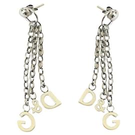 Dolce & Gabbana-Dolce & Gabbana DJ model earrings0150 three-wire with steel logo-Silvery