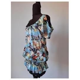 Jean Paul Gaultier-Jean's Paul Gaultier blusa floral de seda túnica vintage 2000S-Multicor