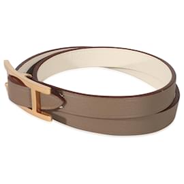 Hermès-Hermès Etoupe Swift Behapi Double Tour Bracelet RGHW-Other