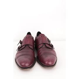Prada-Chaussures à lacets en cuir-Bordeaux