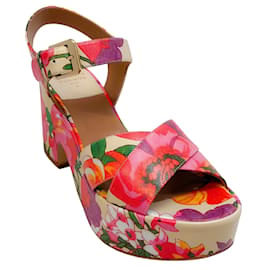 Laurence Dacade-Laurence Dacade Beige / Multi Floral Nadine Platform Sandals-Pink