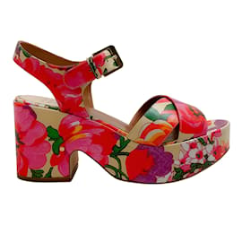 Laurence Dacade-Laurence Dacade Beige / Multi Floral Nadine Platform Sandals-Pink
